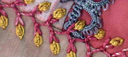 illustration of oyster stitch used in crazy quilting