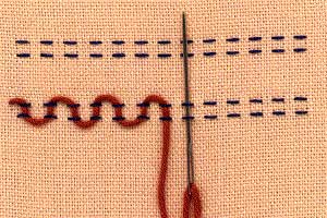 threaded running stitch illustrated