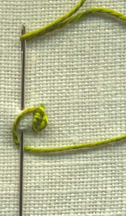 illustration of how to work rosette chain stitch