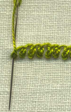 illustration of how to work rosette chain stitch