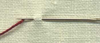 a step by step illustration of how to work half chevron stitch