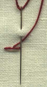 a step by step illustration of how to work half chevron stitch