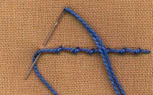 a step by step illustration of how to work coral stitch