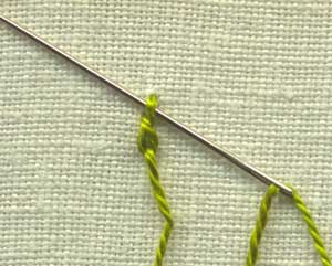 step by step illustration of how to do oyster stitch