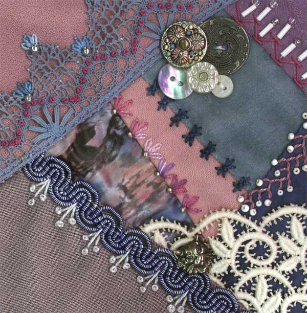 I dropped the button box - crazy quilt block 8
