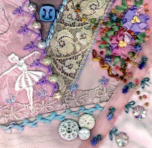 I dropped the button box - crazy quilt block 11