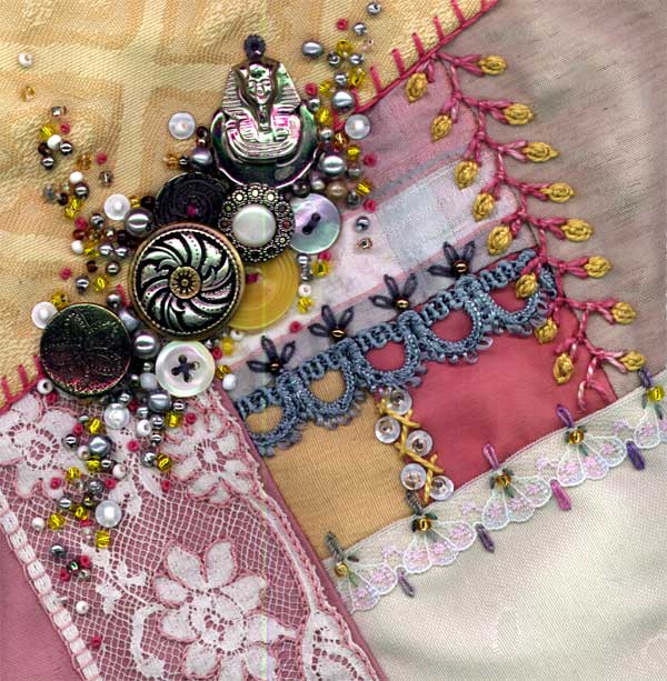 I dropped the button box - crazy quilt block 11