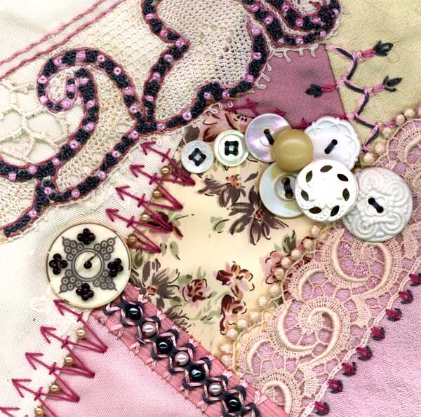 I dropped the button box - crazy quilt block 11