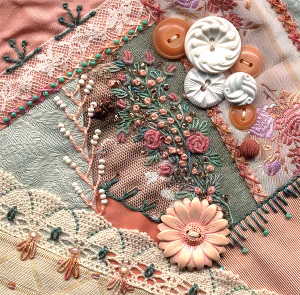 I dropped the button box - crazy quilt block 11