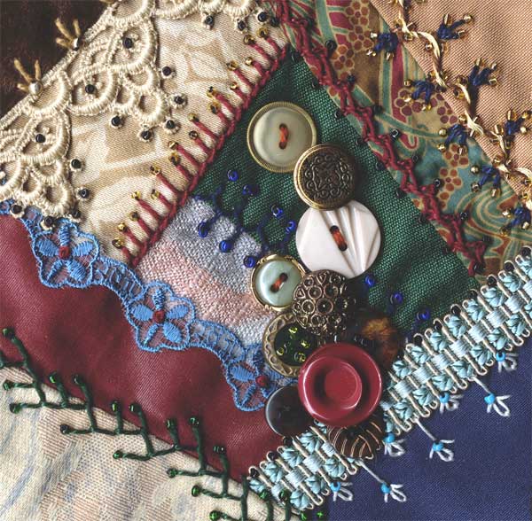 I dropped the button box - crazy quilt block 11