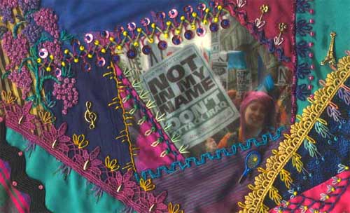 detals of crazy quilting project