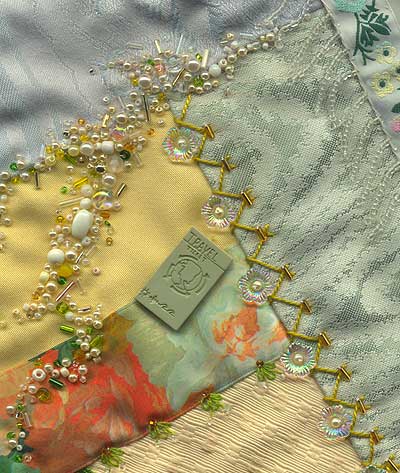 detals of crazy quilting project