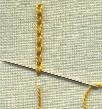 step by step instructions for Broad chain stitch