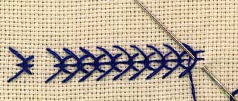 illustration of threaded reversed fly stitch