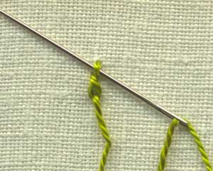 illustration of how to work rosette chain stitch 