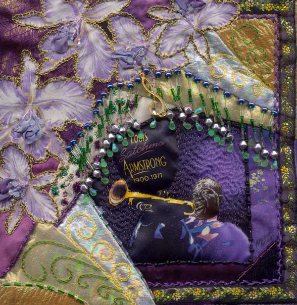 hand embroidered crazy quilt block